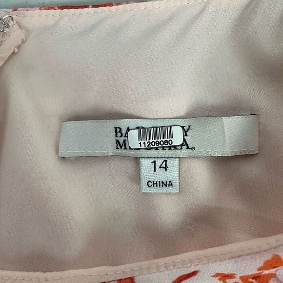 Badgley Mischka Tiered Ruffle Floral Dress Pink Size 14 - Picture 5 of 8